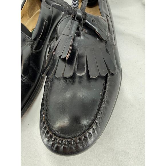 Cole Haan Mens Black Mexico Made Leather Tassel Loafers Kiltie Moc Toe Size 10D main image 13